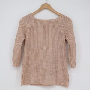 Mak B Womens Peach Marled Knit Boat Neck Raglan Sweater Size Small